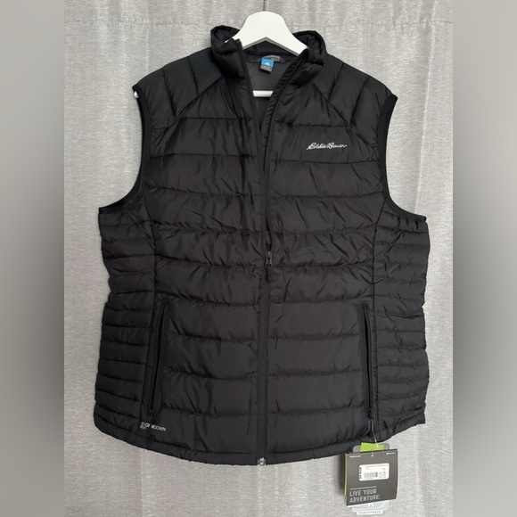 NEW Eddie Bauer Vest Women’s XL Stormdown 800 Goose Down Full Zip Puffer Black
